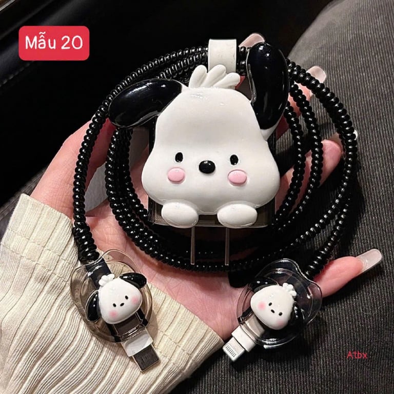 Set 2 BỘ BẢO VỆ DÂY CÁP SẠC, CỦ SẠC ĐIỆN THOẠI PHIÊN BẢN DỄ THƯƠNG DÀNH CHO CỦ SẠC NHANH 18W-20W