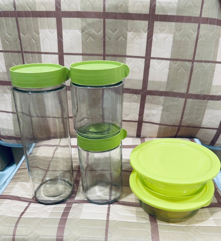 SET 5 HŨ THỦY TINH XANH CỐM SIU XINH !!!