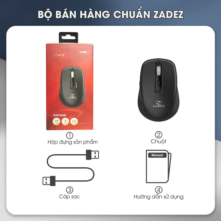 Chuột Không Dây Zadez M-382B - Màu Đen