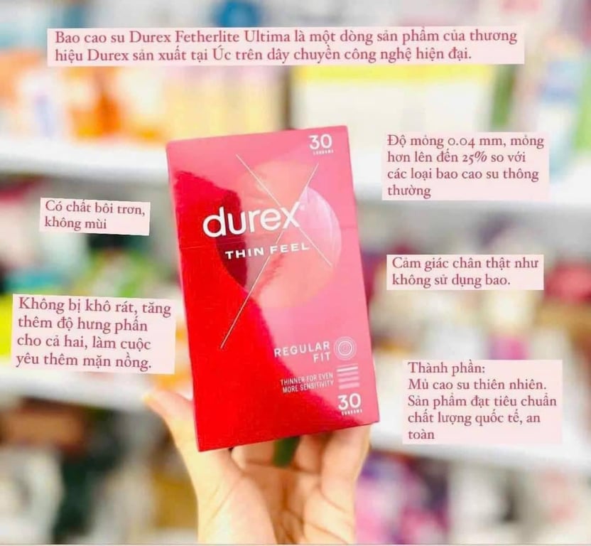 Bao cao su Durex Thin feel Úc 30 cái