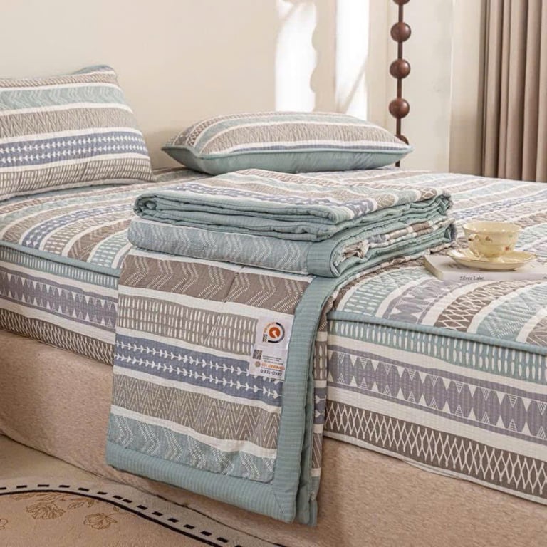 Set 5 món chăn ga gối Mẫu kẻ vintage cực sang mà nhã nhặn