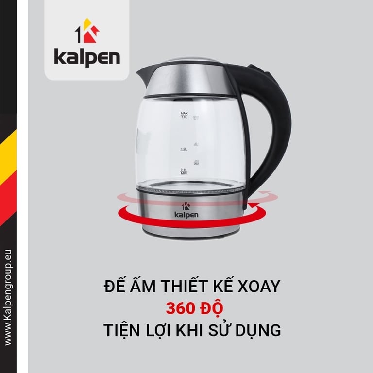 ẤM ĐUN NƯỚC SIÊU TỐC THUỶ TINH KALPEN KK66