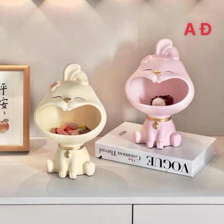 Thỏ CƯỜI ĐỂ BÀN ĐỰNG ĐỒ DÙNG, BÁNH KẸO, TRANG TRÍ