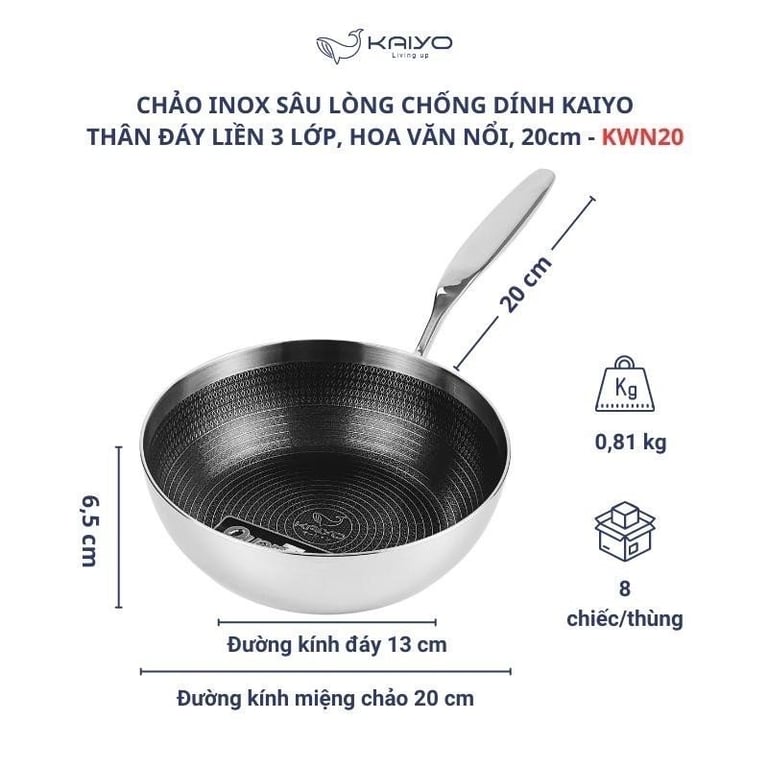 Chảo kaiyo vân nổi size 20-24-26 (chảo sâu)