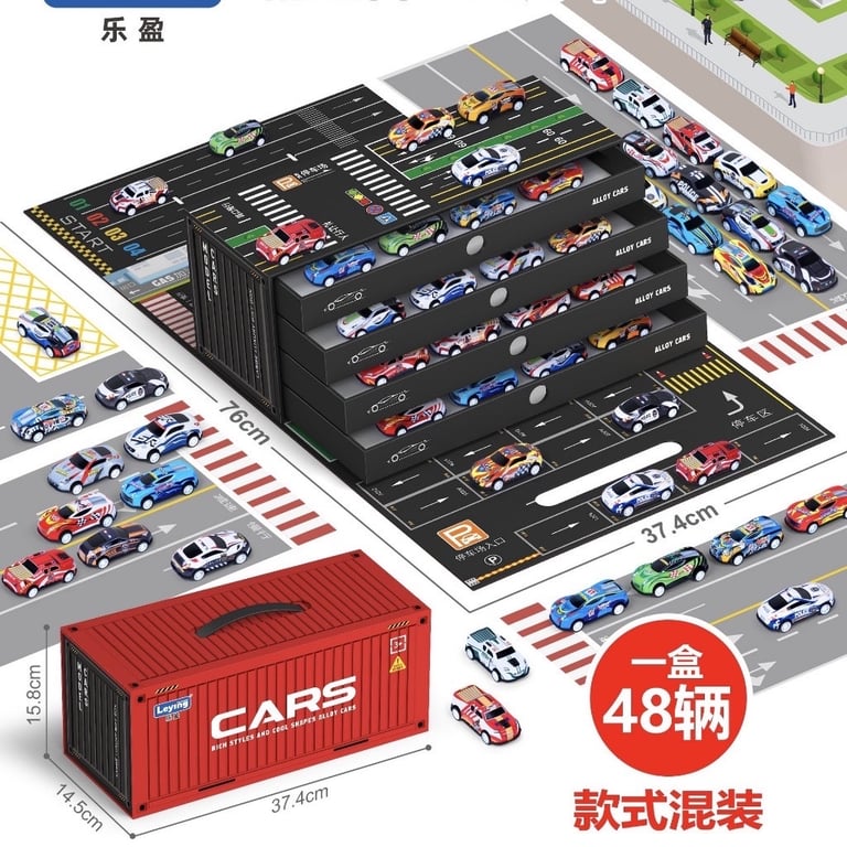 Mô Hình 48 Xe Thể Thao Bằng Hợp Kim Chạy Đà Có Đường Đua