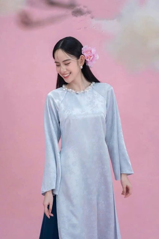 AD gấm trúc hỷ cổ tròn - xanh biển S/M/L/XL/XXL