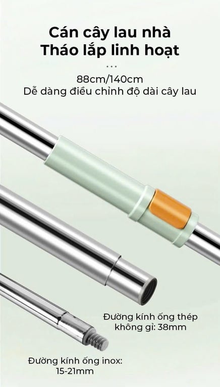 DZA336 - Bộ cây lau nhà thông minh 360 độ Dozzi kèm 4 bông lau