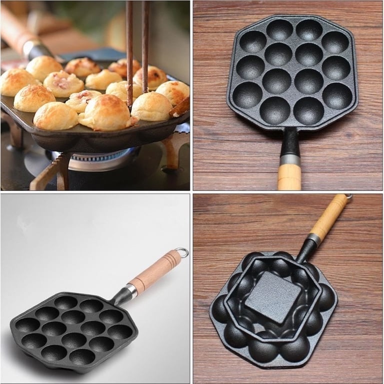 Chảo gang làm bánh bạch tuộc Takoyaki 😋
