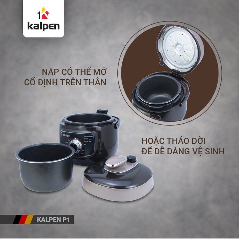 NỒI ÁP SUẤT ĐIỆN KALPEN P1 DUNG TÍCH 2,5L
