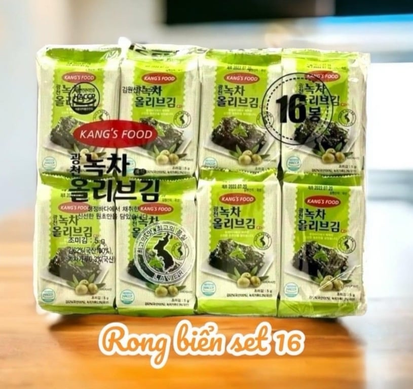Rong biển ăn liền Hàn Quốc vị dầu ô liu 16 gói