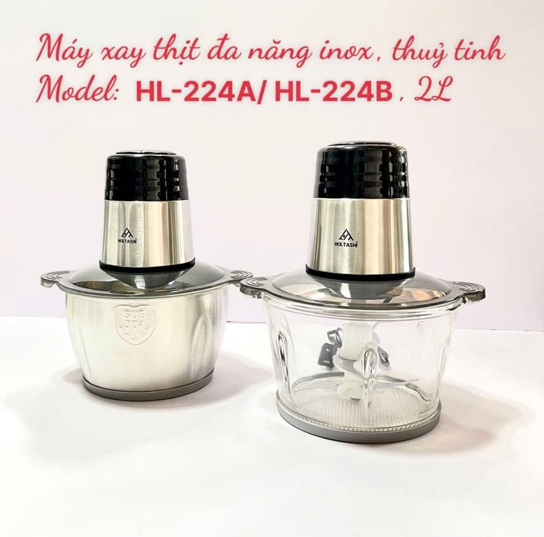 MÁY XAY THỊT ĐA NĂNG HOLTAHSHI – CỐI THỦY TINH VÀ INOX 2.0L