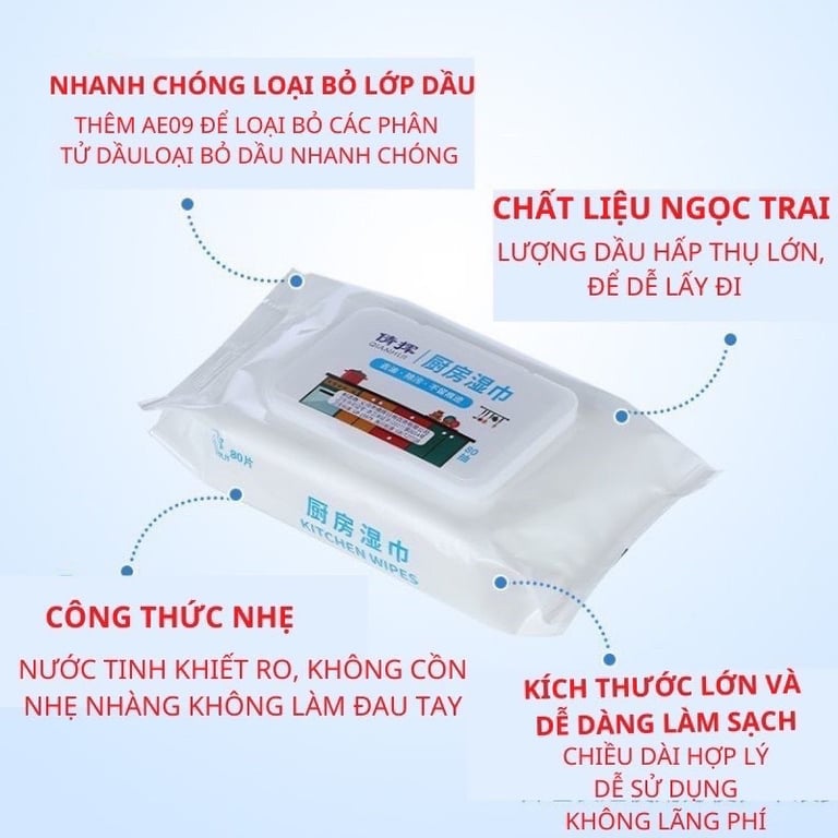 Set 5 gói giấy lau bếp Kitchen Wipe - Lau dầu mỡ SIÊU TỐC