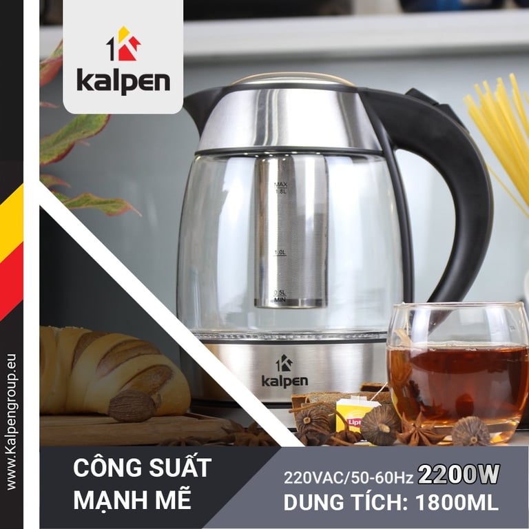 ẤM ĐUN NƯỚC SIÊU TỐC THUỶ TINH KALPEN KK66