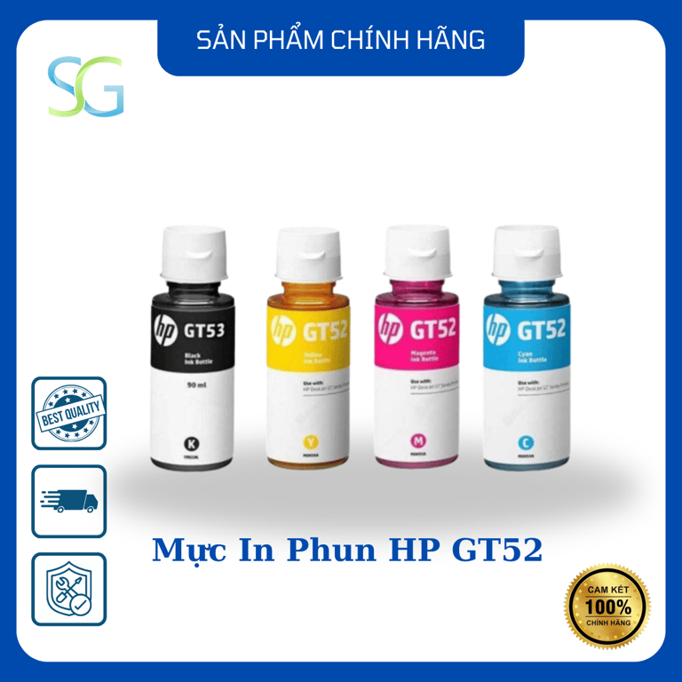 Mực In Phun HP GT51 Và GT52 - Bộ 4 Màu BK/C/M/Y - Hàng Chính Hãng