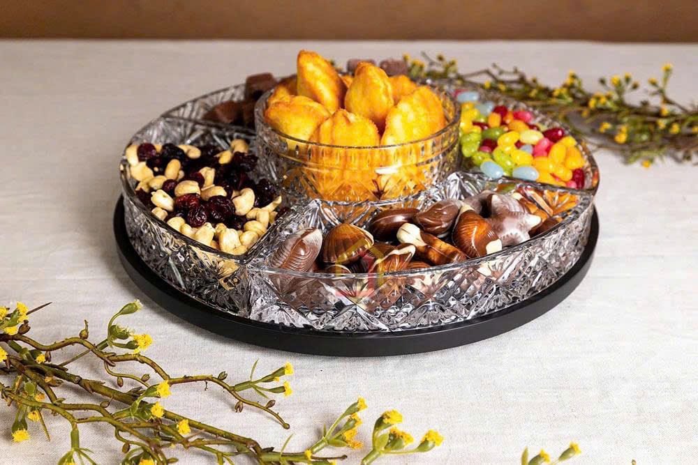 Khay pha lê tròn chia ngăn Crystal King 35cm