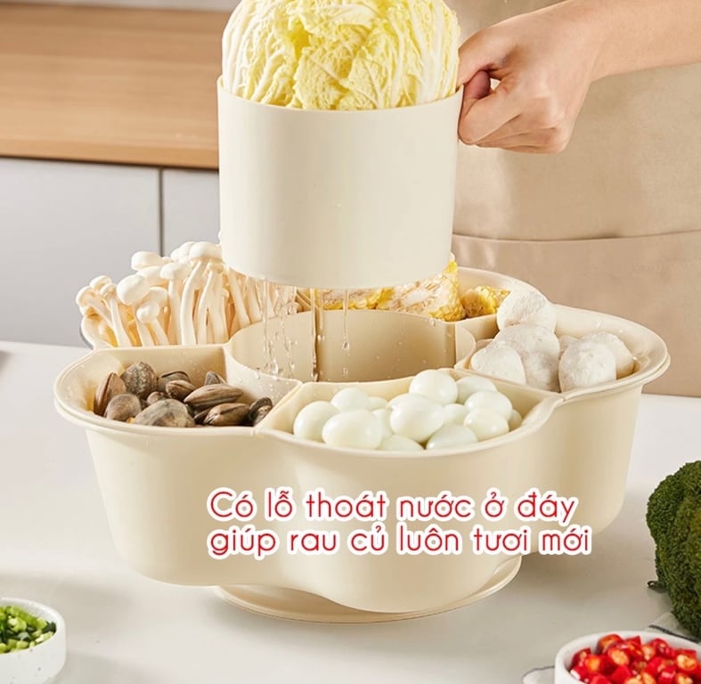 KHAY ĐỰNG ĐỒ ĂN LẨU  7 NGĂN CÓ ĐẾ XOAY 360 độ
