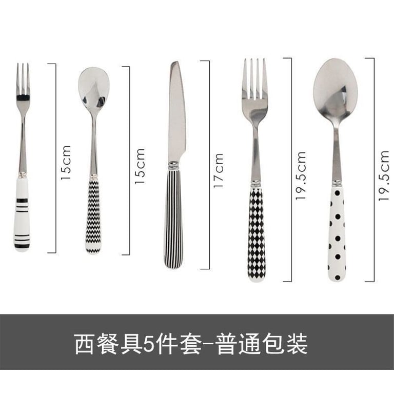 Set Dao Thìa Nĩa ăn Steak Hepburn - Tay cầm sứ bọc inox 304 chống gỉ phong cách Bắc Âu