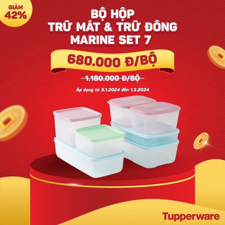 Bộ hộp trữ mát và trữ đông set 7