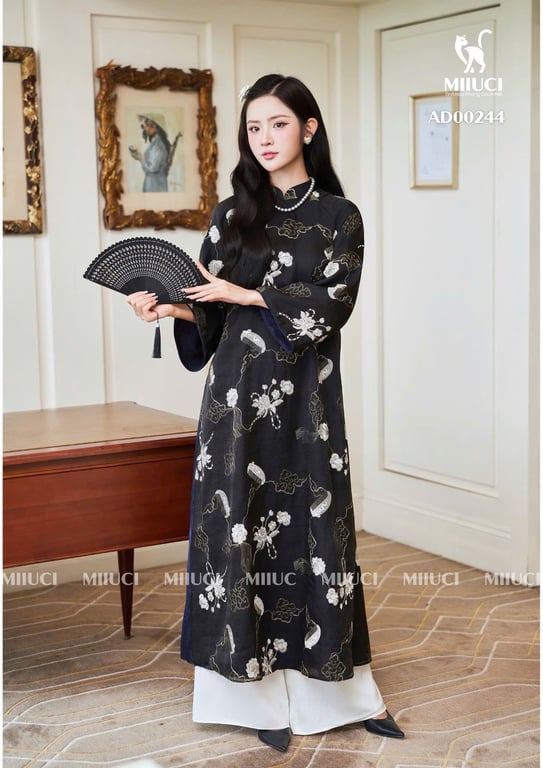 AD tơ thêu hoa đen (M->XXXL)
