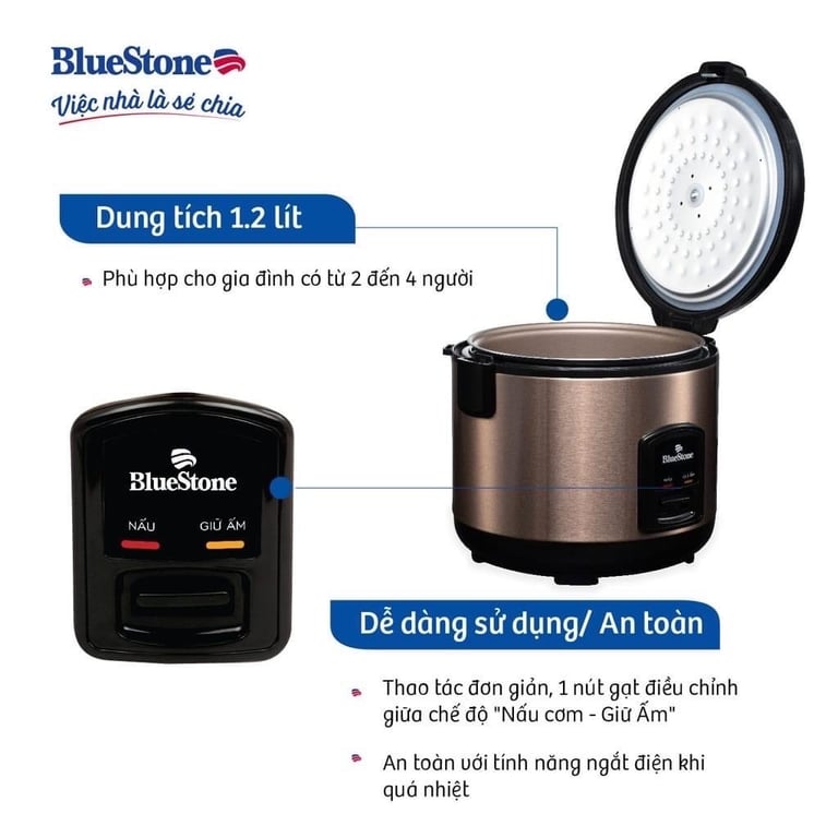 Nồi cơm điện Bluestone RCB-5512 1.2L