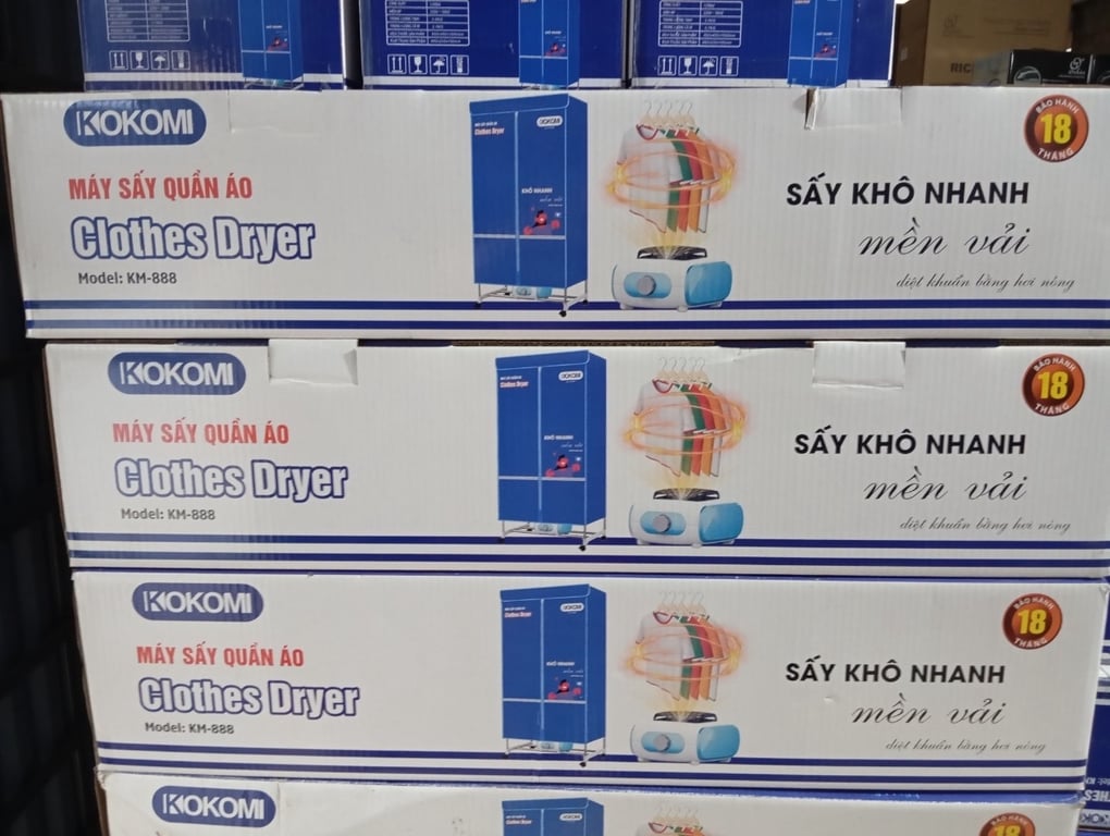 MÁY SẤY QUẦN ÁO KÍCH CỠ LỚN KOKOMI KM888 công suất 1200W.