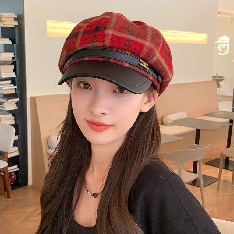 🧢 Mũ Nồi Caro Vintage – màu xịn xò