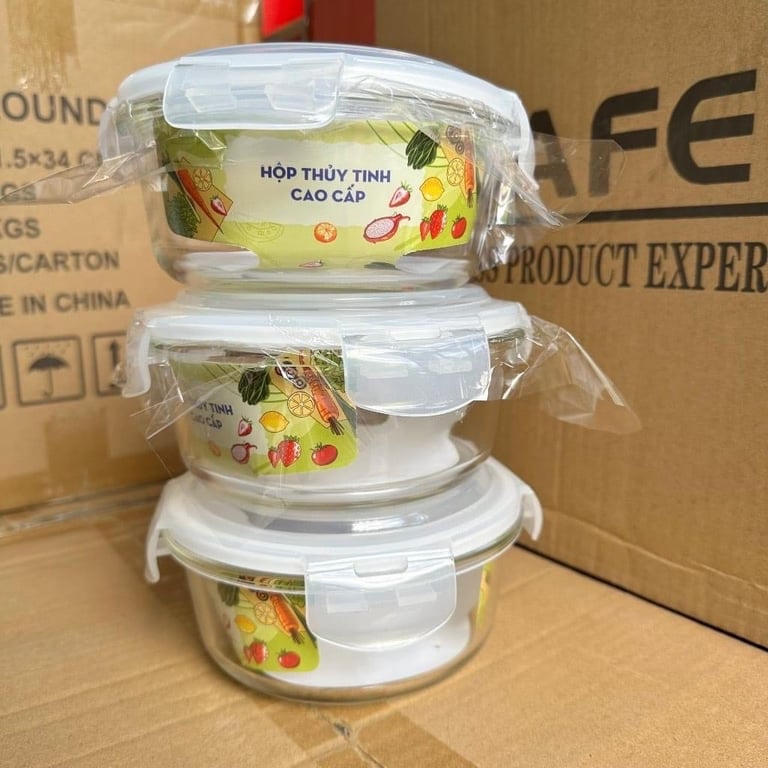 Set 3 thố thủy tinh tròn 620ml