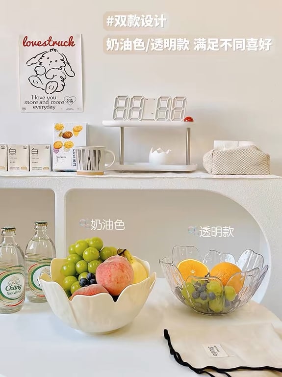 ĐĨA VIỀN UỐN LƯỢN HÌNH BÔNG HOA 2 MÀU TRẮNG TRONG VÀ TRẮNG SỮA