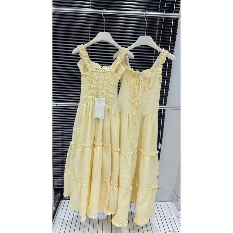 Váy Maxi 2 Dây Form Xòe Hàng 2 Lớp Chun Nhúm Ngực