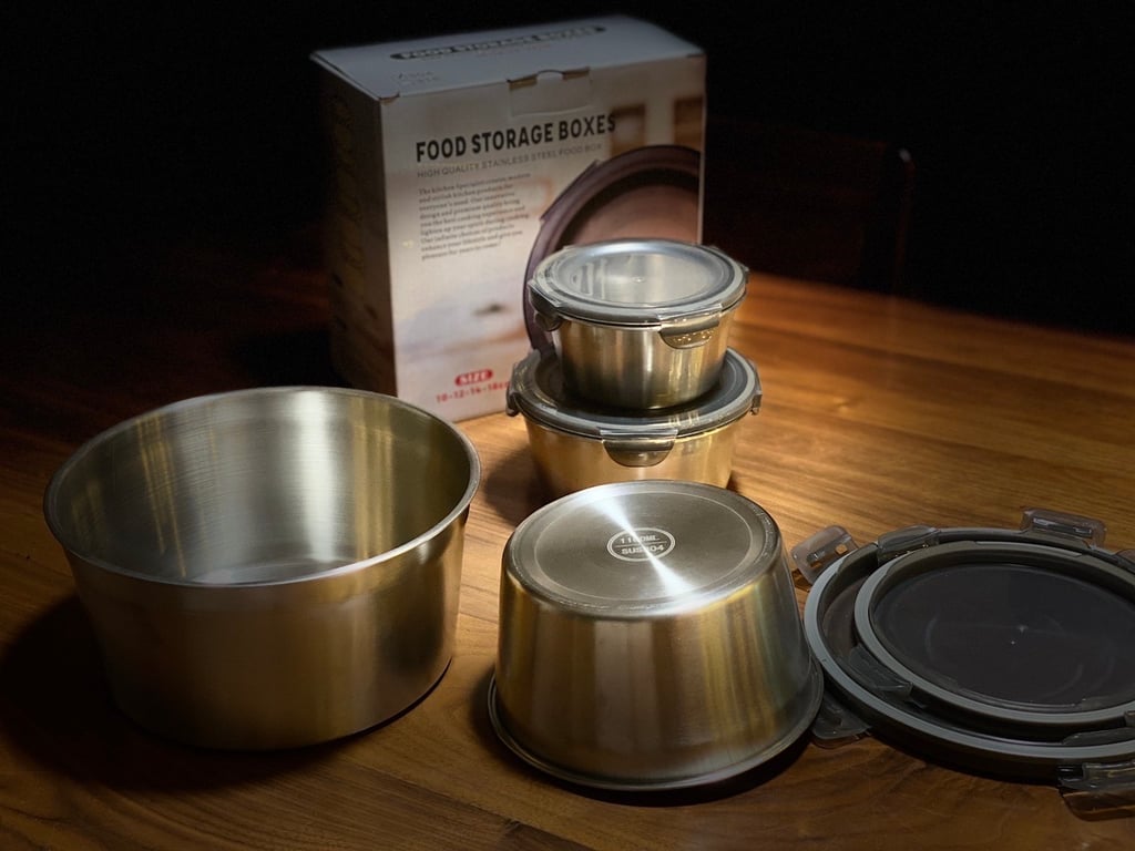 SET 4 HỘP ĐỰNG THỨC ĂN BẰNG INOX 304 CỠ LỚN CÓ NẮP ĐẬY FSB01