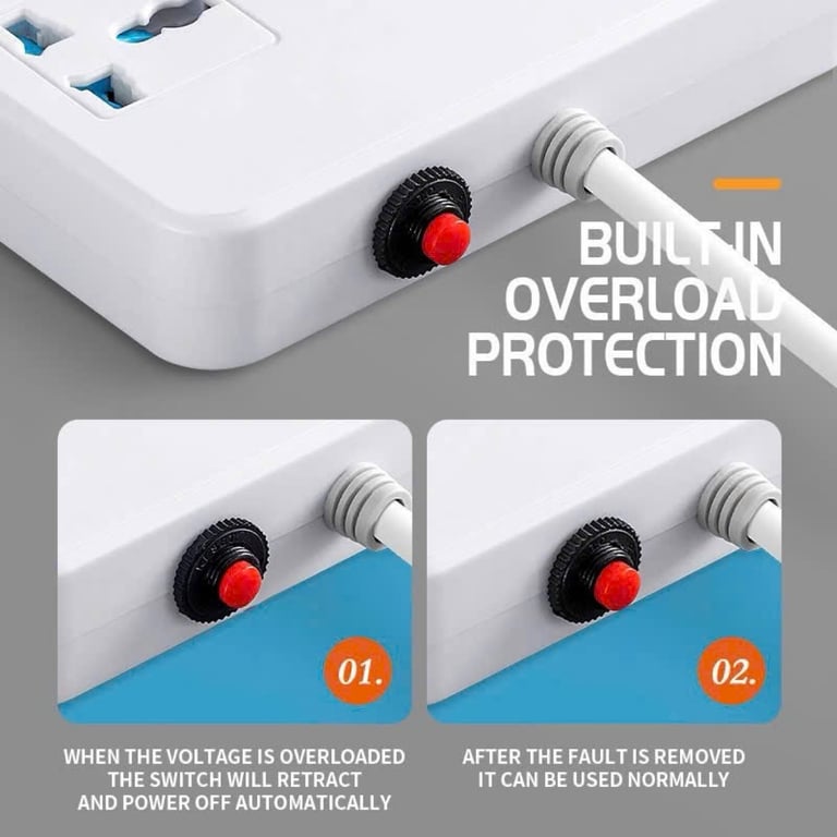 Ổ cắm điện đa năng chống giật chống cháy, 6 ổ điện, tích hợp 5 cổng usb, 1 type C, dây dài 3m tiện lợi.