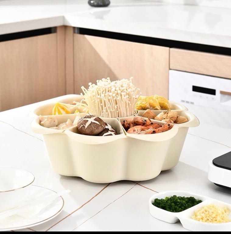 KHAY ĐỰNG ĐỒ ĂN LẨU  7 NGĂN CÓ ĐẾ XOAY 360 độ