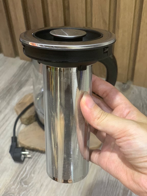 Ấm siêu tốc thuỷ tinh kèm lõi lọc trà inox + chức năng điều chỉnh nhiệt độ Lebenlang Đức 1.7L