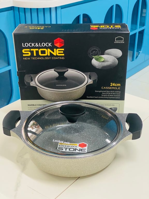 NỒI ĐÁ 7 LỚP STONE 24cm LOCK & LOCK LCA6242D THÀNH THẤP