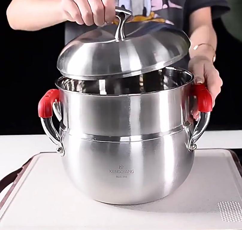 Bộ nồi hấp inox 316 cao cấp 20cm hình quả táo siêu đẹp, độc, lạ