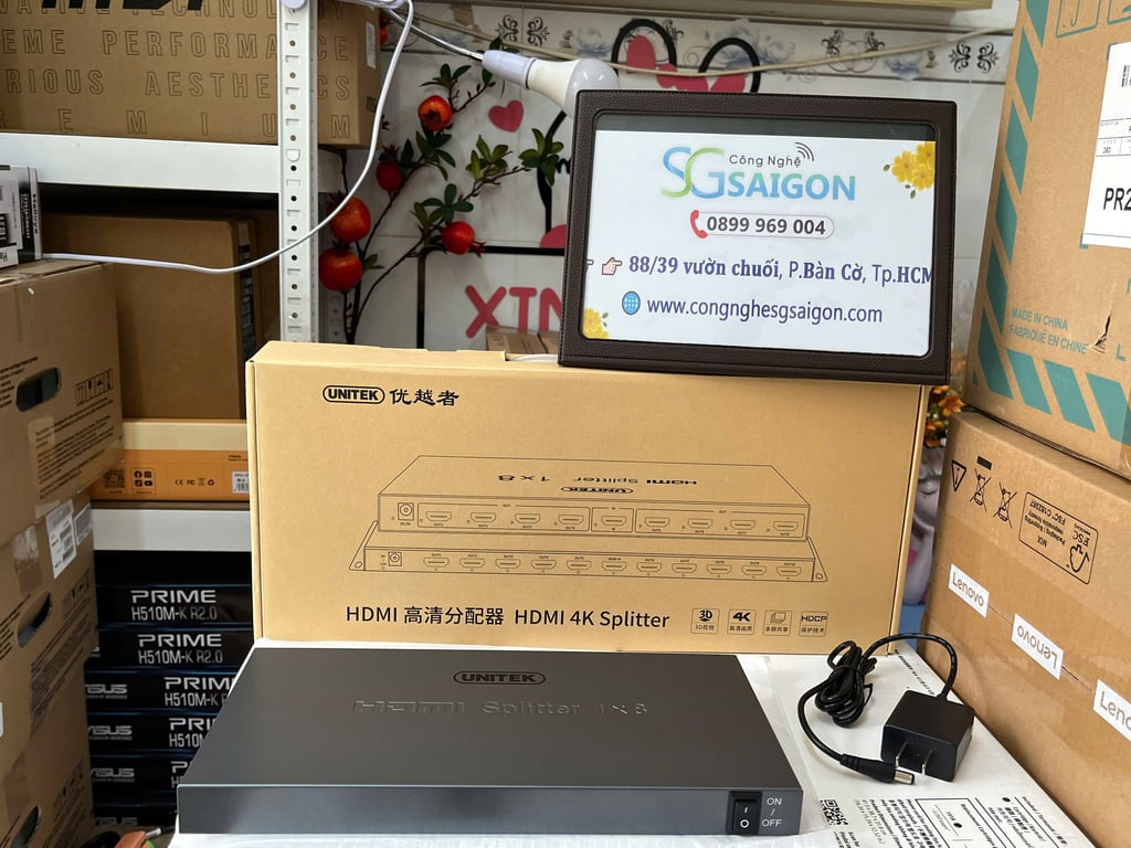 Bộ chia HDMI 8 Cổng Unitek V132A, Hỗ trợ 4K30Hz Adaptor nguồn 5V2A