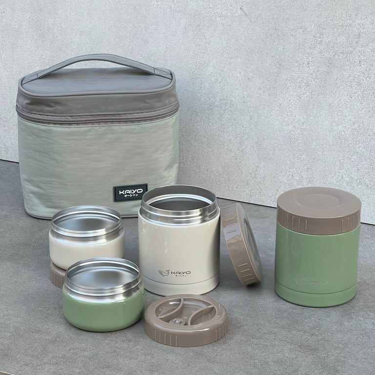 Bộ hộp cơm giữ nhiệt 5 món Kaiyo (4 hộp + 1 túi)