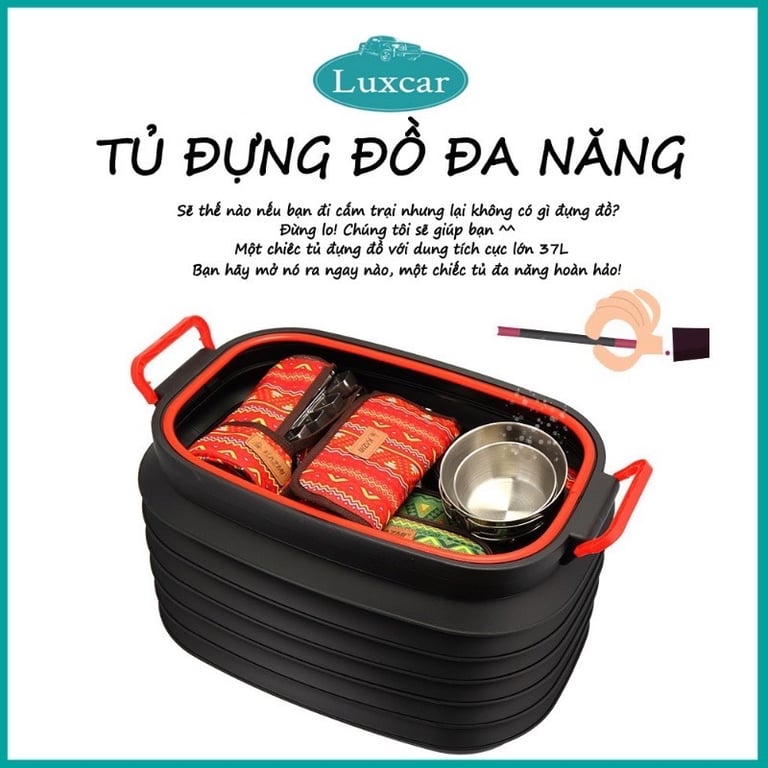 Thùng đựng đồ Ô Tô để cốp có thể gập gọn - dung tích 40L