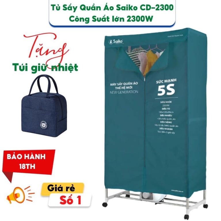 TỦ SẤY QUẦN ÁO SAIKO CD2300