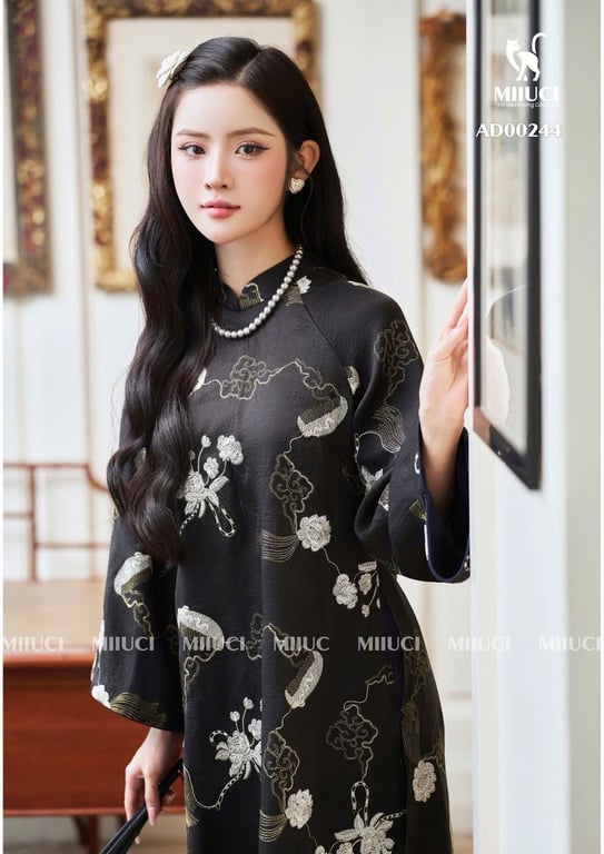 AD tơ thêu hoa đen (M->XXXL)