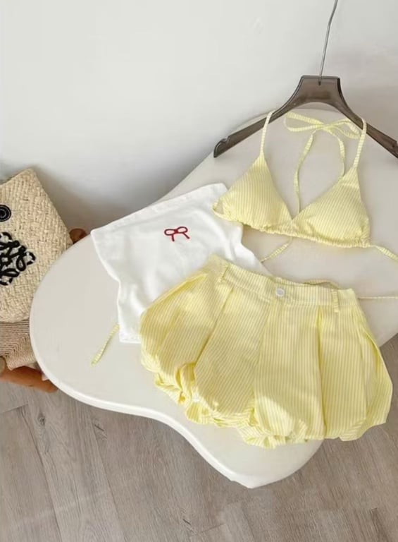 Set bikini 3 món caro vàng