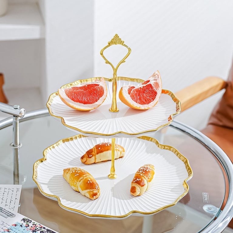 Khay để bánh kẹo, mứt tết chất liệu gốm sứ khung kim loại sang trọng - VS340