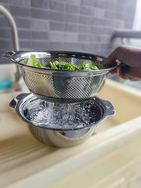 Bộ chậu rổ inox Chockmen size lớn 27cm