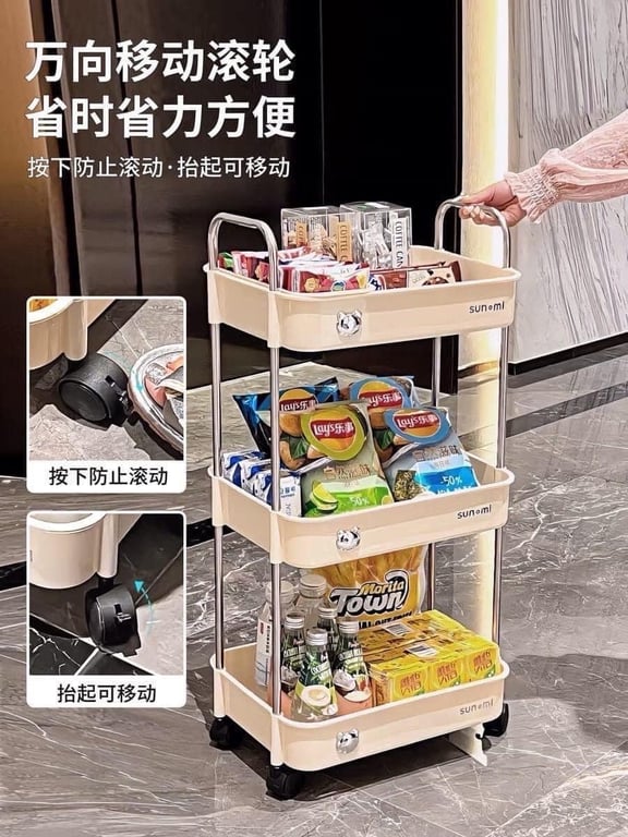 KỆ ĐẨY 3 TẦNG CAO CẤP _ KỆ SPA GẤU 3 TẦNG