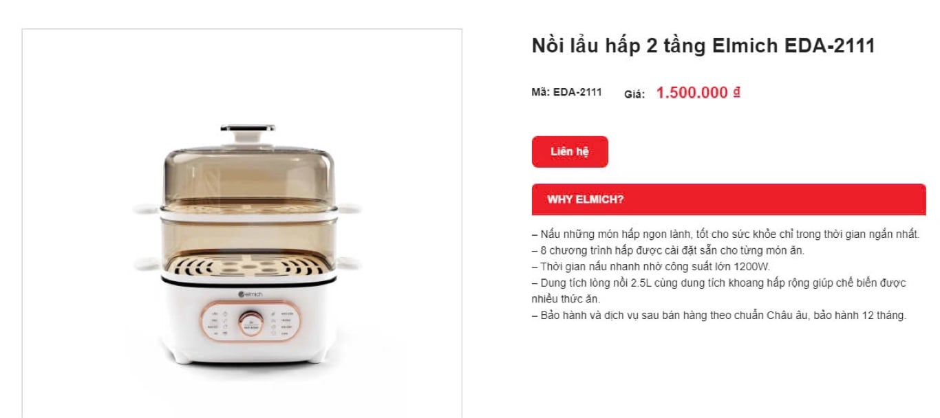 NỒI LẨU HẤP 2 TẦNG ELMICH EDA 2111