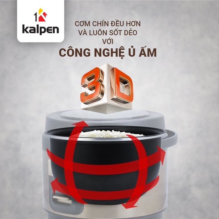 NỒI CƠM ĐIỆN CAO CẤP Ủ ẤM 3D KALPEN R5 DUNG TÍCH 1,8L