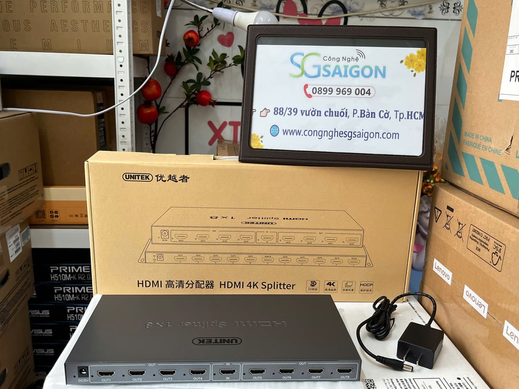 Bộ chia HDMI 8 Cổng Unitek V132A, Hỗ trợ 4K30Hz Adaptor nguồn 5V2A