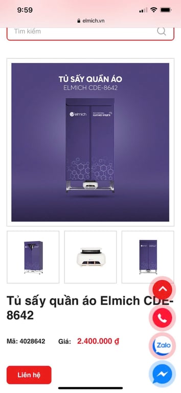TỦ SẤY QUẦN ÁO ELMICH CDE-8642