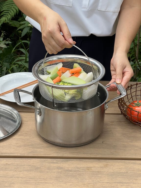Xửng hấp có quai xách inox 304 đa năng Kaiyo