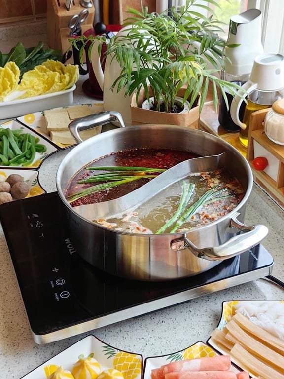 nồi lẩu inox 2 ngăn chockmen size 28cm